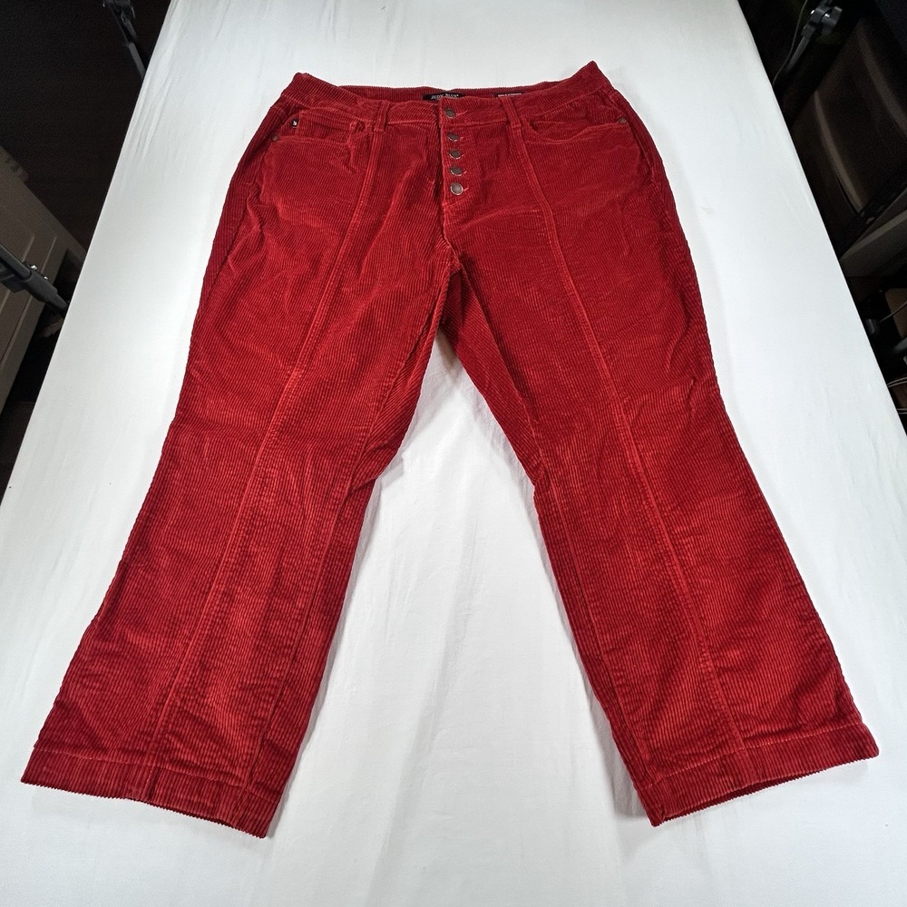 Judy Blue Corduroy Ankle Straight Cropped Pants Women's 20W Red Button Fly